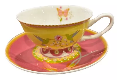 Maxwell & Williams Cashmere Enchante Antoinette Tea Cup And Saucer Yellow & Pink • $38.90