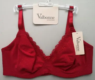 Ladies Valbonne Red None Padded Underwired Bra Size 38E BNWT • £8.99
