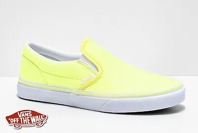 Vans Classic Slip-On Glitter Neon Yellow Skate Shoes Women’s/Youth NEW💛 • $34.95