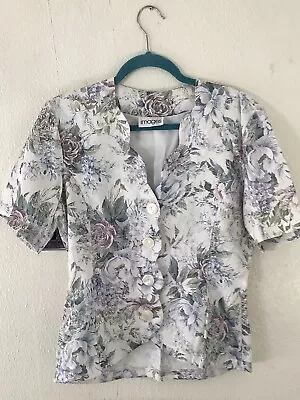 Vintage 1970s Floral Tailored Jacket / Blouse Size 16 • £14.99