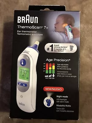 Braun ThermoScan 7+ Ear Thermometer With Night Mode | NEW & SEALED • £38.01