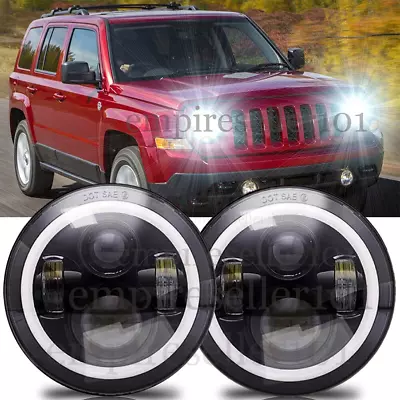 Pair 7  Inch Round LED Headlights DRL Projector Light For 2008-2016 Jeep Patriot • $48.88