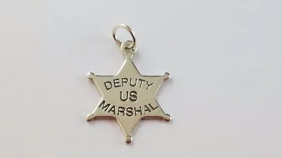 US Deputy Marshal Star Badge 925 Traditional .81  Charm Sterling Silver FREESHIP • $25.27