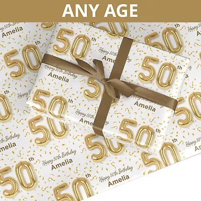 Birthday Wrapping Paper Any Age Personalised Name For Men Women Girls Boys Kids • £15.99