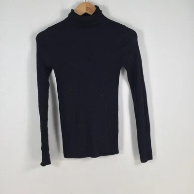 $19.95 • Buy Uniqlo Womens Knit Turtleneck Top Size XS Black Wool Stretch Long Sleeve 043508