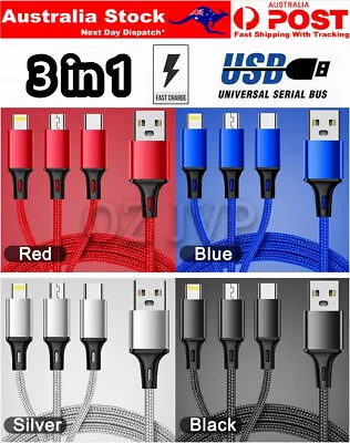 3 In 1 Multi USB Charger Charging Cable Cord For Mobile Micro USB TYPE Android • $5.45