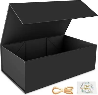 Black Gift Box 9.5x6x3'' Magnetic Closure Collapsible For Gifting • $12.41