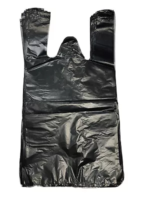 Small Black Plastic 8  X 4  X 16  T-Shirt Bag Shopping Bag With Handles 100 Pcs • $13