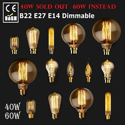 £4.29 • Buy  E14 E27 B22 Vintage Antique Style Bulbs Edison Industrial Filament Bulb Light