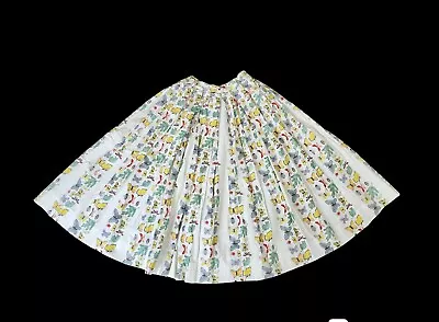 Vintage 50s Jo Collins Circle Pleated Full Bytterfly Bug Beetle Skirt XXS • $109.25