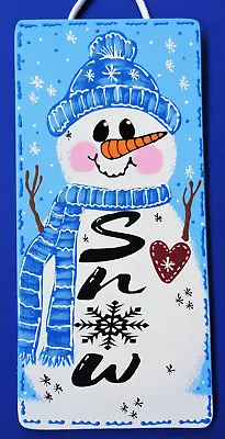 SNOWMAN SNOW SIGN Winter Wall Door Hanger Wood Wooden Decor Wood Wooden Plaque • $13