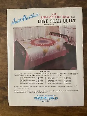 $34.99 • Buy Vintage Aunt Martha's Lone Star Quilt Kit 288 Pre Cut Pieces New Rainbow Colors