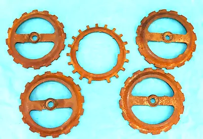 Lot 5 Vtg Rusty Iron Gear Cog Industrial Steampunk Art Craft 7 Inch Dia Supplies • $19.95