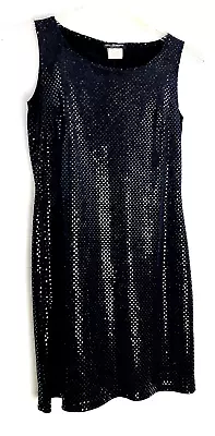 Vintage Be Smart Velvet Sequins Mini Dress Sleeveless Black Sz:11/12 Made In USA • $32.48