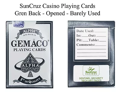 SUNCRUZ CASINOS PLAYING CARDS - 1-Barely Used Deck - Light Green Back • $2.49