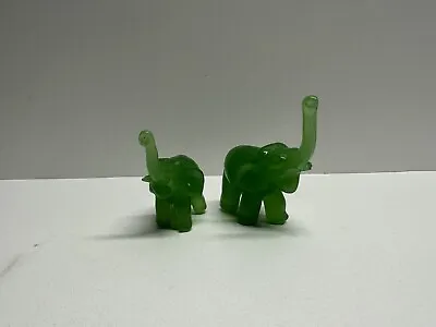 Vintage Green Glass Jade - Jadeite Elephant W/ Trunk Up • $15