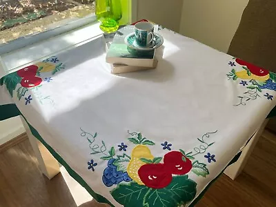 Square Embroidered Appliqué Tablecloth Coffee Table Cloth Cotton Table Cover • $22.80