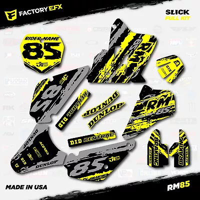 Gray & Yellow Slick Racing Graphics Kit Fit Suzuki RM85 01-21 Plates RM 85 Decal • $79.99