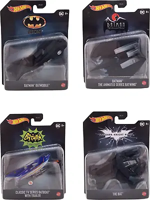 4 Pack Hot Wheels Mattel DC Batman Batwing Batboat Batmobile Model Toy Cars • $34.95