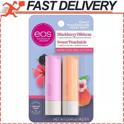 2-Pack Eos FlavorLab Lip Balm Blackberry Hibiscus & Sweet Peachsicle 0.14oz • $7.50