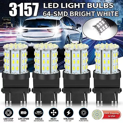 4X 3157 3156 64SMD LED Reverse Tail Brake Turn Signal DRL Light Bulb 6000K White • $7.59