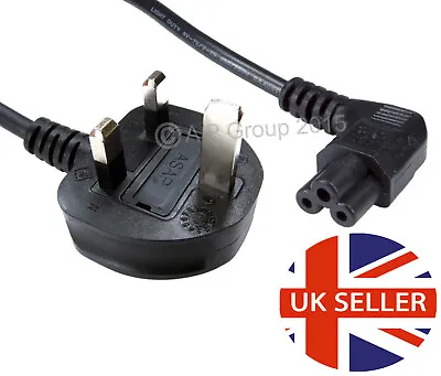 £7.99 • Buy Cloverleaf Laptop Power Cable Right Angled End To 3 Pin UK Mains Plug 1.8m C5 