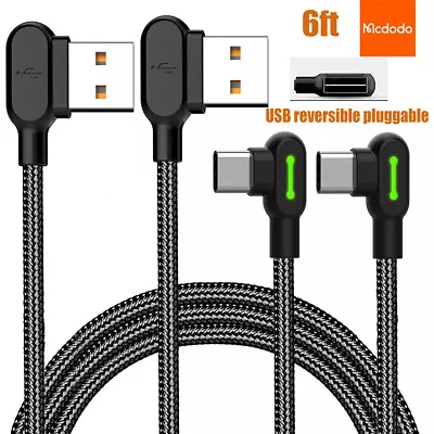 $10.99 • Buy USB A To USB C Cord Charger Cable 90 Degree Type C Cable 6ft For Samsung HUAWEI 