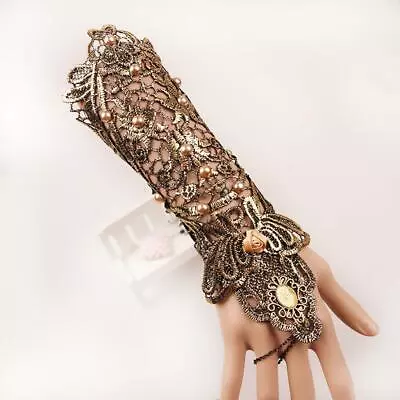 Wedding Bridal Embroidered Lace Wrist Cuffs Long Glove Bracelet • £4.42
