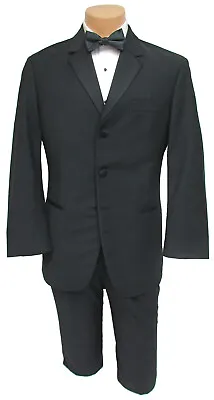 Men's Black Calvin Klein Tuxedo Jacket Three Button Wedding Prom Groom Mason 40L • $19.99