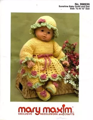 New Mary Maxim Sunshine Baby Outfit And Doll Kit Includes 15  Doll • $18.95
