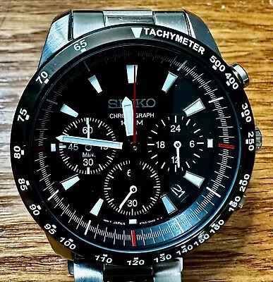 $102.50 • Buy Seiko SSB031P1 Men's Black Dial Chronograph Watch Very Good Condition