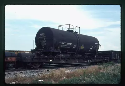 Tank Car NATX 16521 Loaded On ICG Illinois Central IC Flat 62670 Original Slide • $10