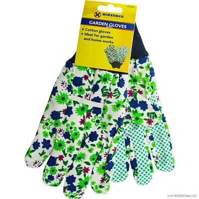 Ladies Cotton Floral Gardening General Working Gloves Rubber Dotted • £2.99