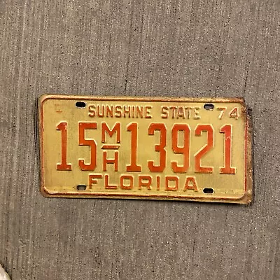 1974 Florida MOTORHOME License Plate Vintage Auto Garage Decor 15 MH 13921 • $9.99
