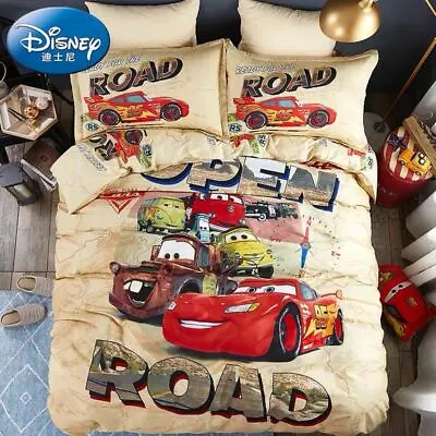 100% Cotton Cars Lightning McQueen Ready For The Road Single Bed Quilt Cover Set • $67.20