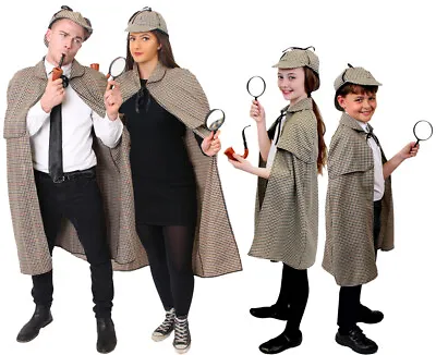 Adult Or Child Costume Cape Hat Victorian Detective Book Day Fancy Dress • £27.99