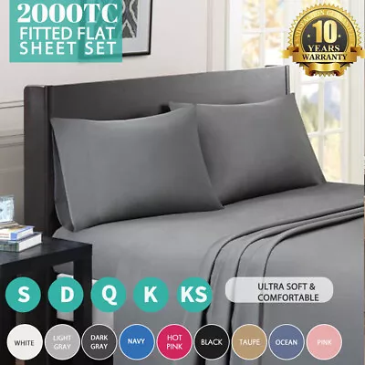 2000TC Hotel Collection Bed Sheet Set Fitted Flat Pillowcases Double Queen King • $26.49