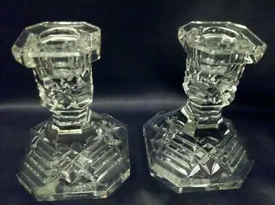 Waterford Crystal Rare Vintage OCTAGONAL Candlesticks Set Of 2 Made In Ireland • $89.99