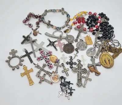 Lot Of 30+ Vintage To Now RELIGIOUS Charms & Pendants Baubles Jewelry Craft  • $15