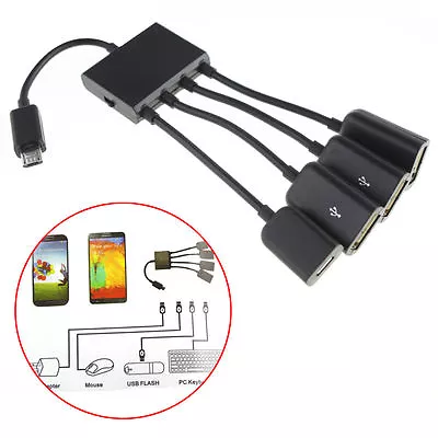 Universal 4 Port Micro USB Charging OTG Hub Cable For Smartphone Android Tablet  • $7.98