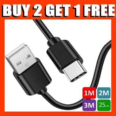 USB-C Cable Charger Type-C Fast Heavy Duty Tablet Charging Sync Lead 0.25m 1m 2m • £2.69
