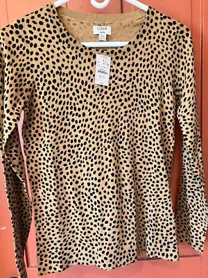 J. Crew Cotton Teddie Cheetah Sweater Extra Small Regular • $4