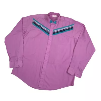 Western Womens Tuxedo Top Shirt Hand Made Pink Ruffled Moc One Of A Kind Vintage • $20.33