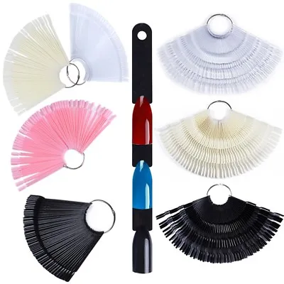 50Pcs Nail False Display Nail Art Fan Wheel Polish Practice Pop Tip Sticks Tool • $1.85