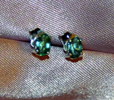 5MM X 3MM OVAL NATURAL EMERALD STUD EARRINGS IN STERLING SILVER App. .50 Ct. • $11.25