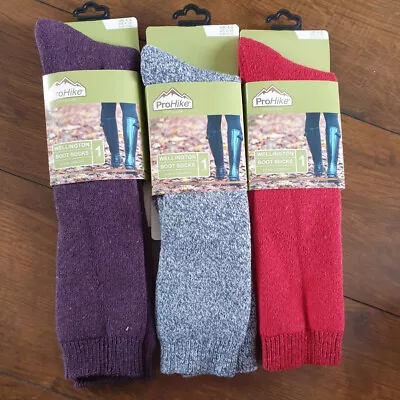 Ladies Long Length Wool Blend Cushioned Wellington Welly Boot Socks Size 4 To 8 • £4.75