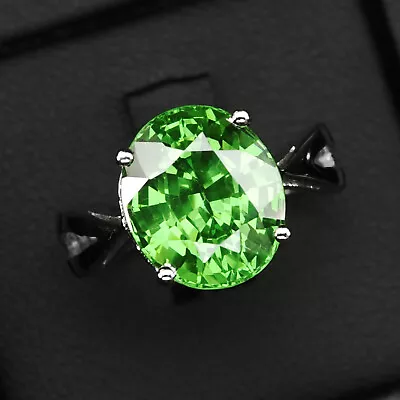 Striking Vivid Green Tsavorite Garnet 10.60Ct 925 Sterling Silver Rings Size 7 • $38.84