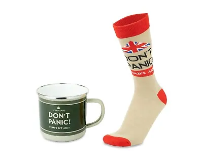  New Dad's Army Don't Panic Enamel Mug And Socks Gift Set Coffee Tea Cup • £14.99