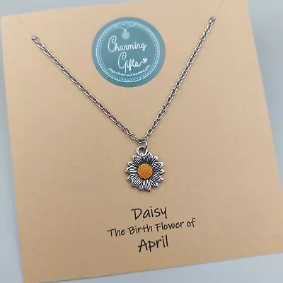 Daisy Necklace April Birthday Birth Flower Tibetan Silver Jewellery & Gifts. • £9.95