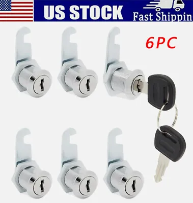 US 6Pack Cabinet Cam Lock Set 3/4  Cylinder Replacement Lock For Mailbox Drawers • $9.97